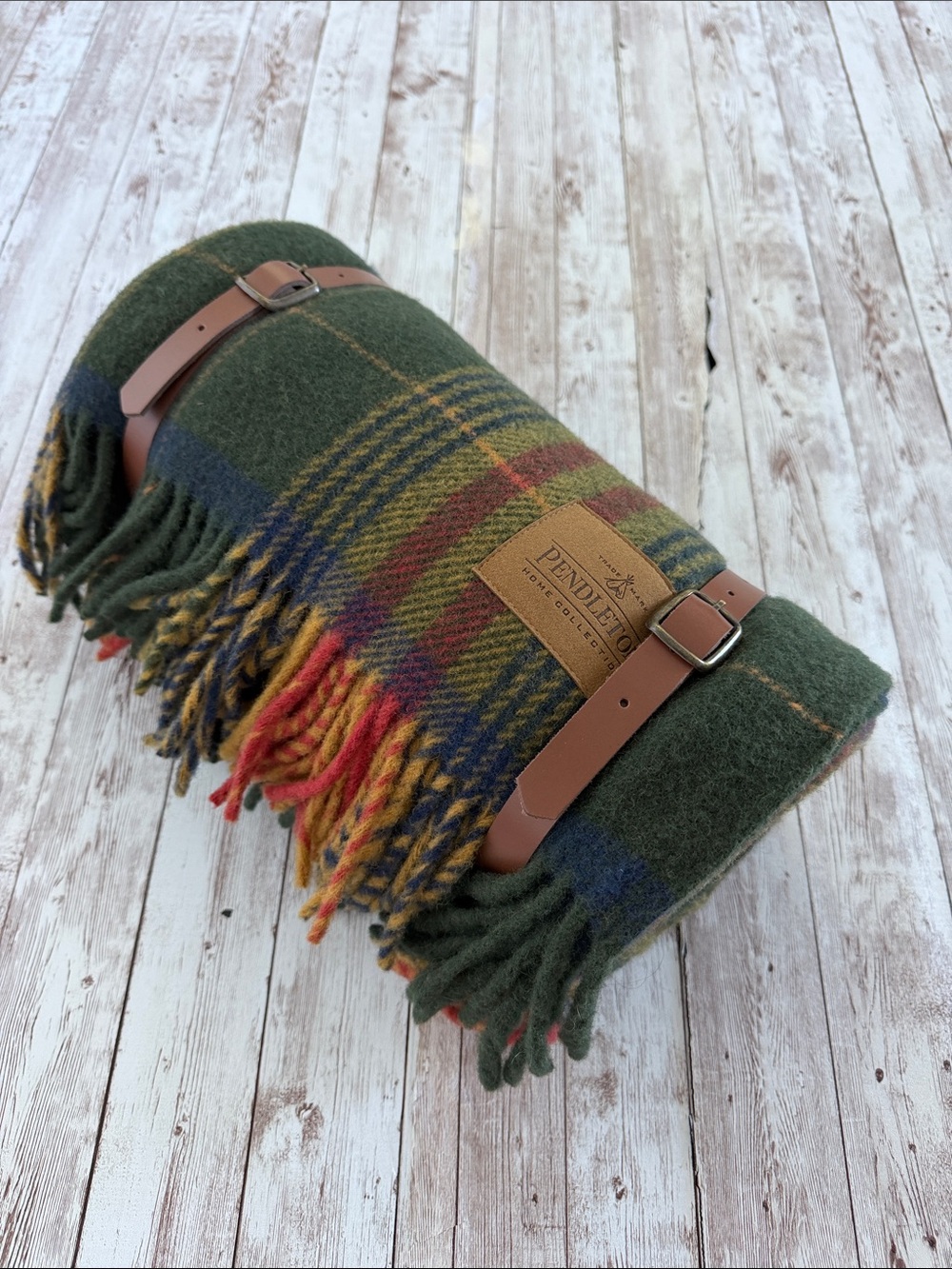 NEW Pendleton Motor Robe Throw Blanket Leather Carrier Steens Mountain plaid